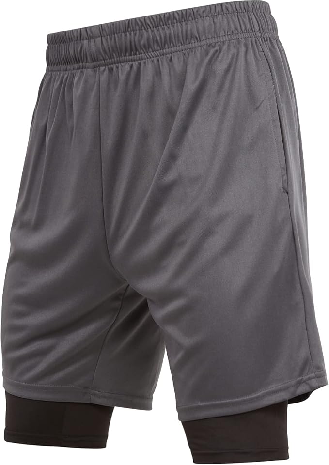 Ultra Performance 3 Pack Mens 2 in 1 Athletic Running Shorts 7 inch Inseam Workout Gym Compression Shorts for Men