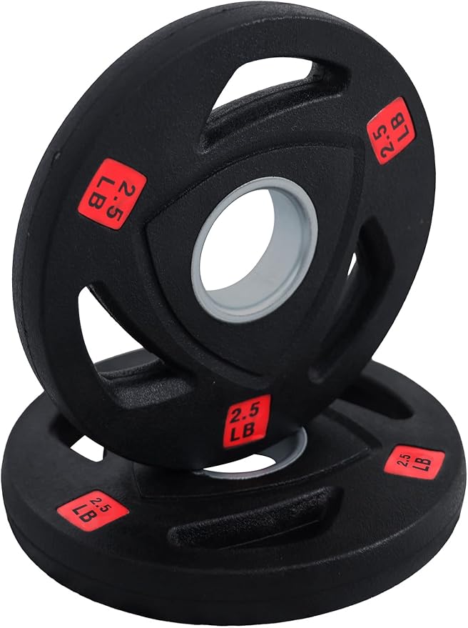 Signature Fitness Vinyl Coated Cast Iron Plate Weight Plate for Strength Training and Weightlifting, Standard or Olympic, Multiple Sizes
