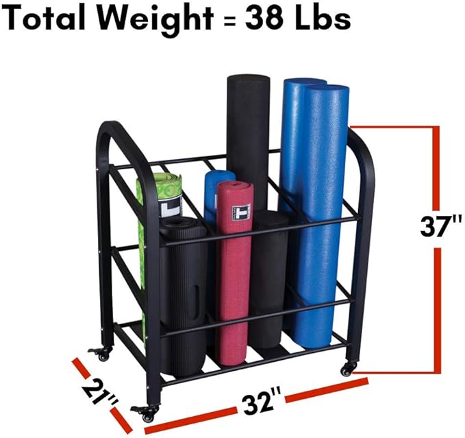 Body-Solid (GYR500 Foam Roller & Yoga Mat Storage 12 Mats