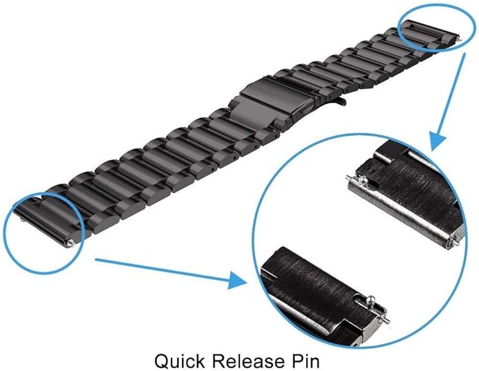 FitTurn Bands Compatible with Letscom, Letsfit, Lintelek, Yamay SmartWatch -Replacement Classic Stainless Steel Metal WatchBand for ID205L, ID205U,ID215G, ID205, ID216, ID205S, SW021
