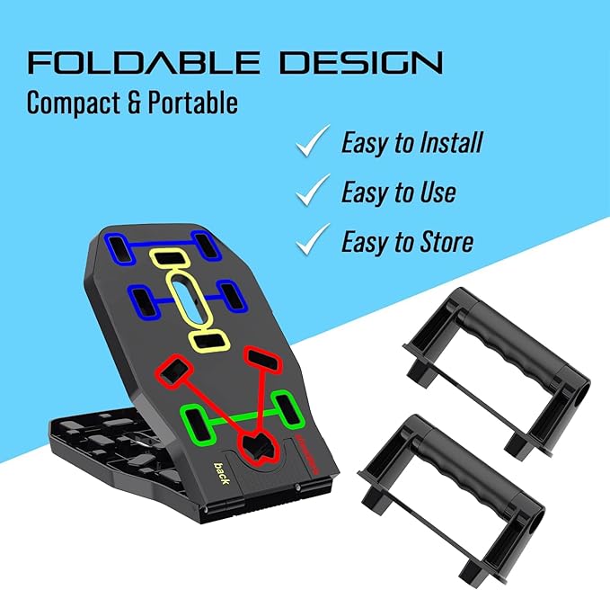 AERLANG Push Up Board, Foldable 10 in 1 Push Up Bar with Resistance Bands,Portable Multi-Function Push up Handles for Floor,Professional Push Up Strength Training Equipment