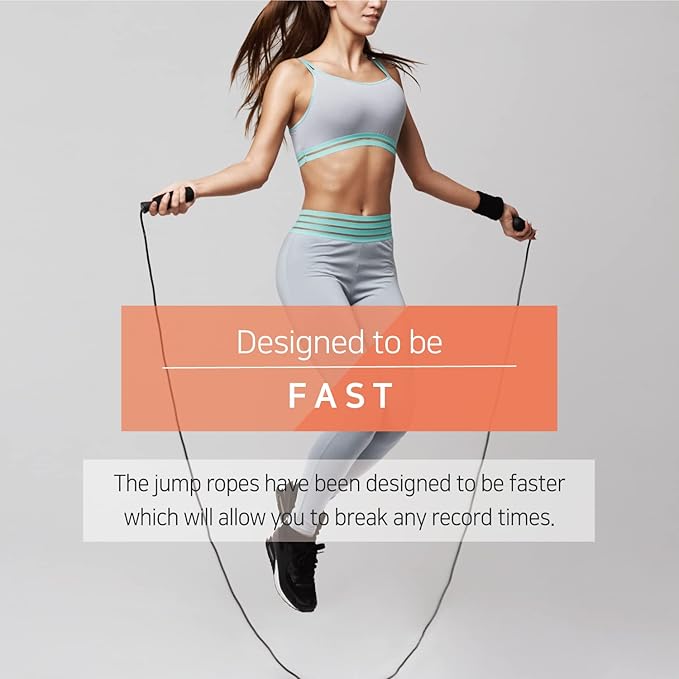 Exercise Jump Rope for Cardio, Boxing, CrossFit - Adjustable Skipping Rope for Men and Women, Lightweight, Tangle Free, Made in Korea(Crystal Gold Jumprope, UA-430)
