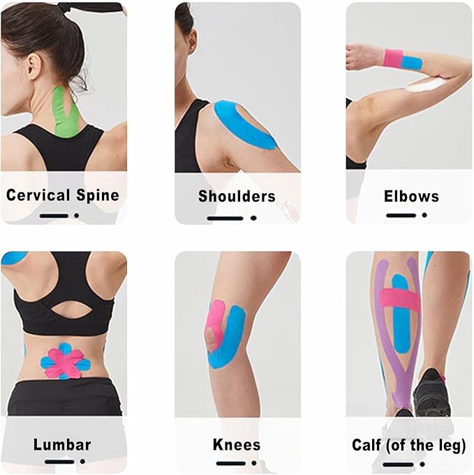 Kinesiology Tape 4 Rolls, Original Cotton Elastic Premium Athletic Tape,16.4 ft Uncut Tape,Hypoallergenic and Waterproof for Muscle Pain Relief and Joint Support
