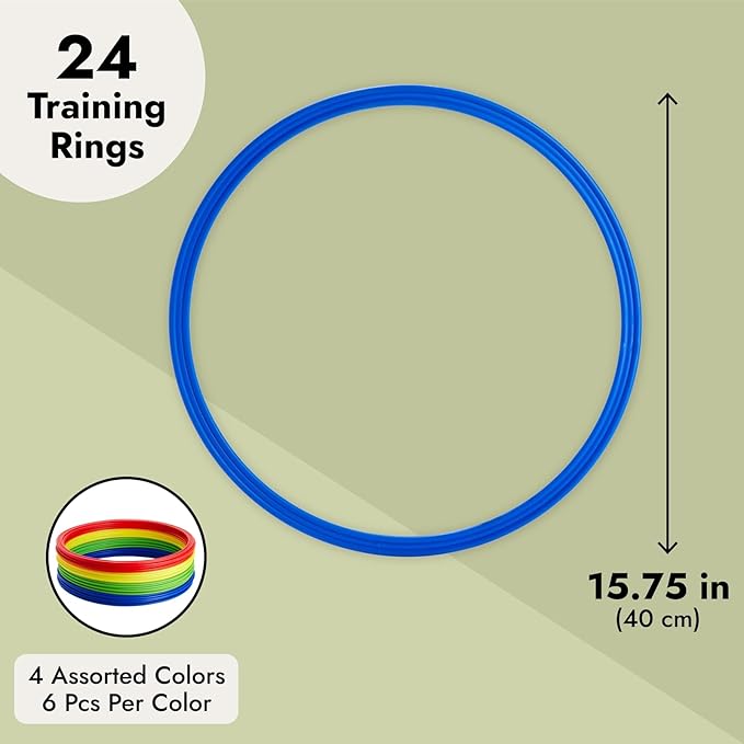 Juvale 24 Pack Agility and Speed Training Rings (15.75 Inches)