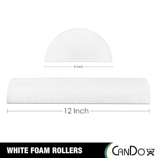 CanDo White PE Foam Rollers for Exercise 4" x 12"