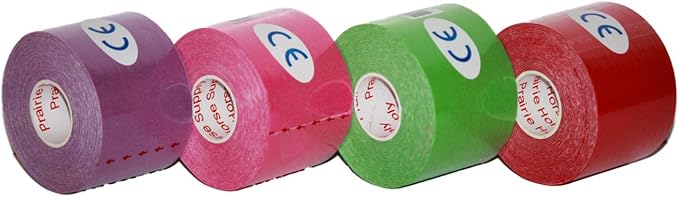 PreCut Kinesiology Tape Sport Pro (20 Pre Cut 10 Inch Strips per Roll) Athletic Recovery Muscle Support Physio TheWrapeutic Aid (Assorted Colors) (Pack of 4)