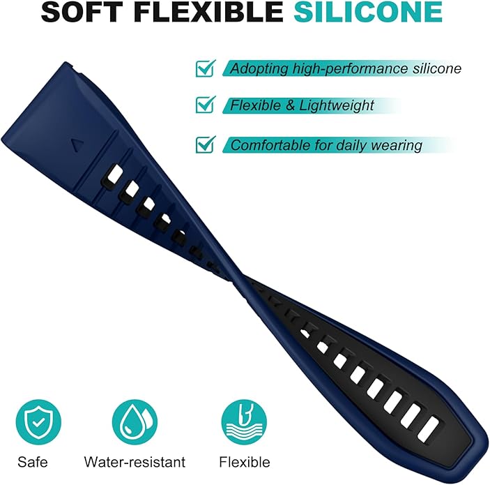 OVERSTEP Compatible with Fenix 7X Bands, 26mm Width Soft Silicone Replacement Strap for Fenix 7X Pro/Fenix 6X/ Fenix 5X/ Fenix 3 Smartwatch