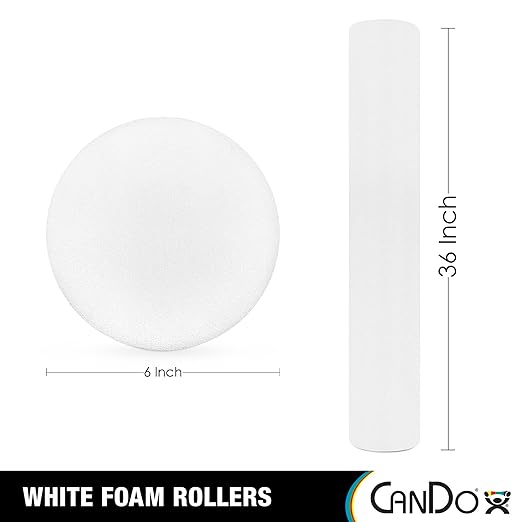 CanDo White PE Foam Rollers for Exercise 6" x 36"