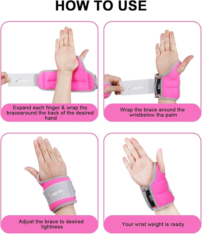 Fragraim Wrist Weights for Women Men with Thumb Loops Lock 1lb*2 1.5lbs*2 2lbs*2 2.5lbs*2 3lbs*2 Wrist and Ankle Weights Sets for Walking Running Strength Training Exercises, Physical Therapy