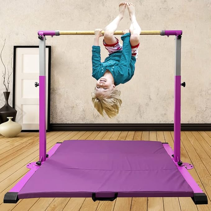 Gymnastics Kip Bar for Home Indoor Training 3' - 5' Gym Equipment,1-4 Levels,300lbs Levels,300lbs Weight