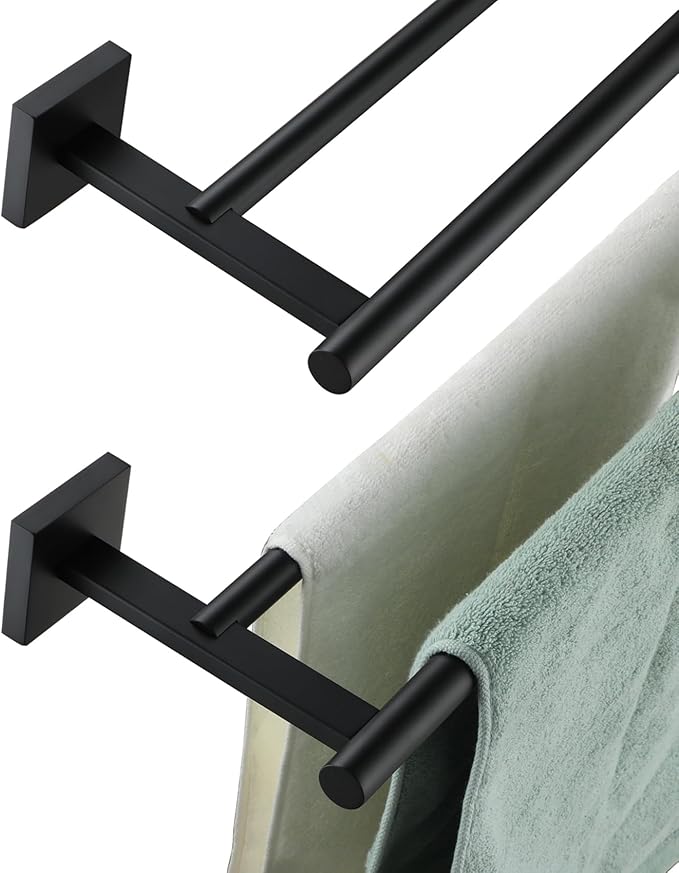 KOKOSIRI Towel Rails Bathroom Double Towel Bars Matte 20 Inch 2-Piece for 2 Pack B5005BK-L20-P2