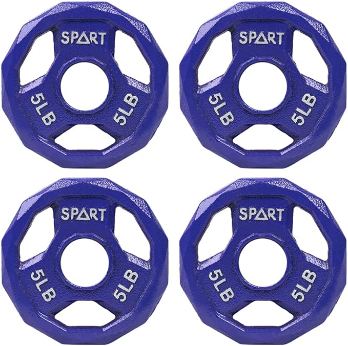SPART Color Coded Weight Plate 2-Inch Cast Iron 2.5/5/10/15/25/35/45LB, Single/Pair/Set