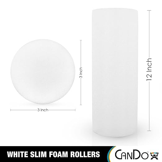 CanDo Slim White PE Foam Rollers for Exercise 3" x 12" Round