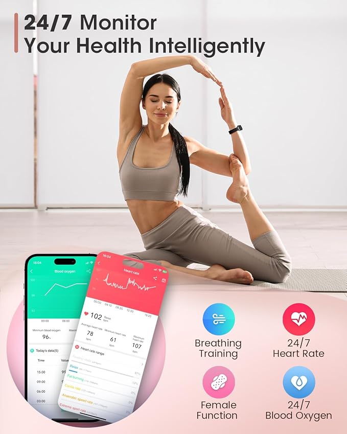 Fitness Tracker, Smart Watches for Women Men with Heart Rate/SpO2/Sleep Monitor, IP68 Waterproof Fitness Watches for Women Men, Step Tracker & Smart Watch for Android iPhone,Pedometer Watch, Gift