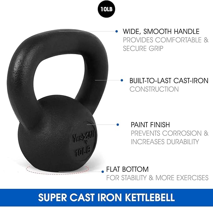 Yes4All Kettlebell Adjustable/Cast Iron/Protective Base Solid Smooth