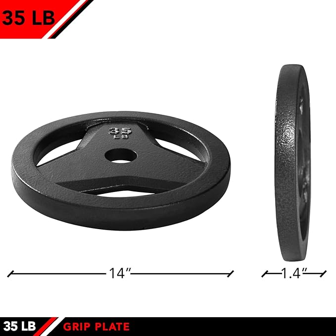 JFIT Olympic 2" Cast Iron Grip Plate OR 2" Rubber Bumper Plates for Barbell - Singles OR Pairs - 6 Weights Available (2.5lbs to 45lbs) Plates for Strength Training, Weightlifting, Bodybuilding