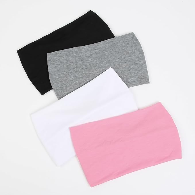 Huachi 4 Packs Wide Headbands for Women Pink Stylish Head Wraps Summer Boho Thick Hairbands Large African Sport Yoga Turban Headband Hair Accessories, Solid Color
