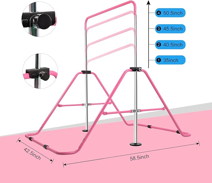 Gymnastics Bar for Home Expandable Adjustable Height Gymnastic
