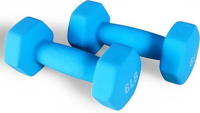 Neoprene Dumbbell Hand Weights, Anti-Slip, Anti-roll, Hex Shape Colorful, Pair or Set with Stand