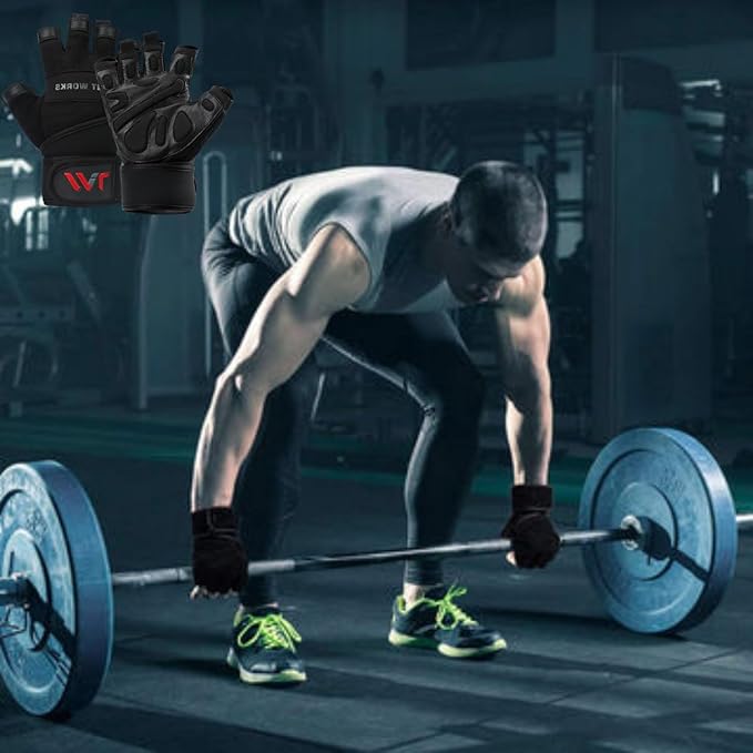 Weight Lifting Gloves with Wrist Wrap Support โ Full Protection, Anti-Slip Grip, Padded Gym Gloves for Men Women โ Ideal for Weightlifting, Cross Training, Pull-Ups, Fitness