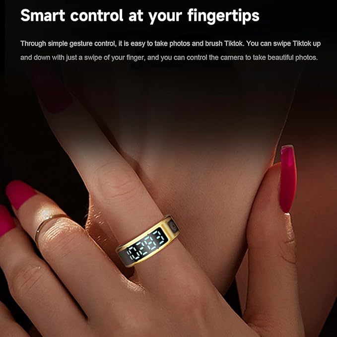 Smart Ring, Fitness Tracker Ring, Cordless Sports Health Tracker with APP, Charging Case, Support BT, IP68 Activity Tracker for Men Women Birthday Gift (#10)