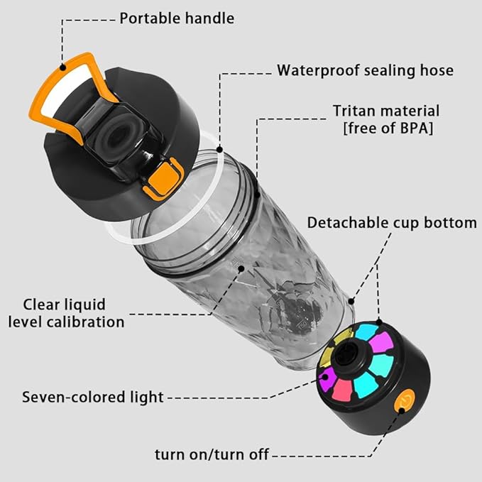 Electric Protein Shaker Bottle, USB Rechargeable Mixing Cup, Water Drink Mixer Portable Bottles for Gym Sport (Black)