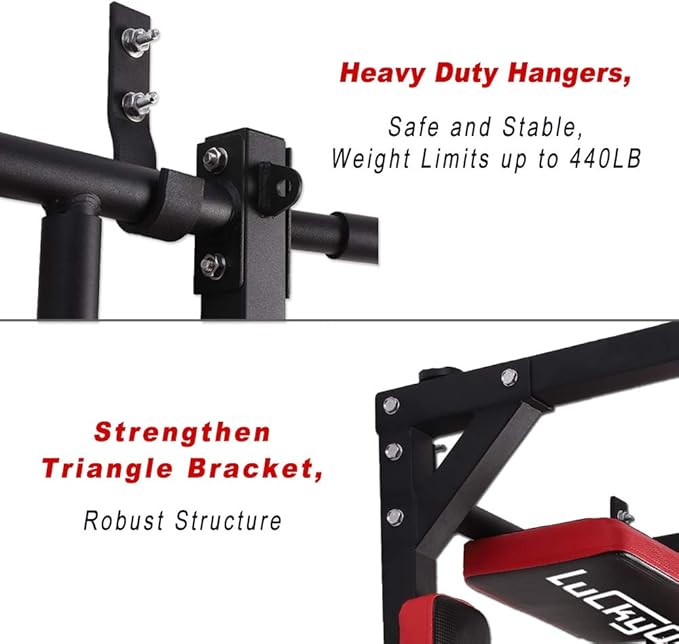 Luckyone Multifunctional Wall Mounted Pull Up Bar/Chin Up bar 440 Lbs