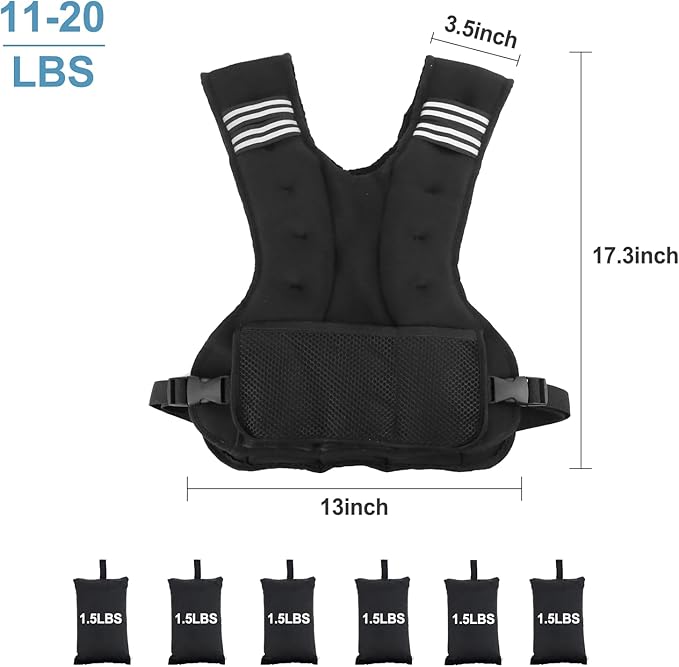 Adjustable Weighted Vest for Men Women Weights Included, 4-10lbs/11-20lbs Body Weight Vests Adjustable for Running, Training Workout, Jogging, Walking