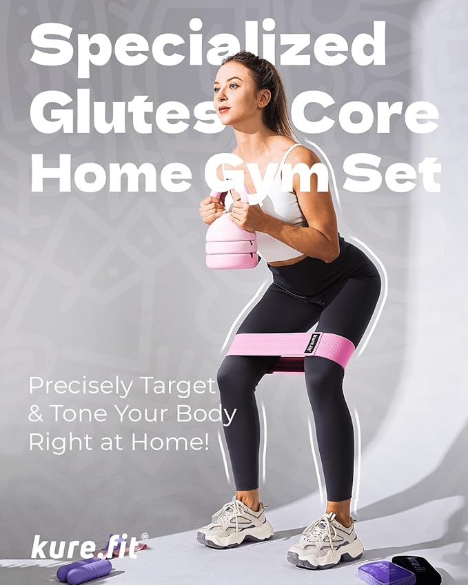 Adjustable Kettlebell | 5 lb - 12 lb | Kettlebell Weights Set for Home Gym | Full-Body Workouts, Strength Training, Weight Loss | Fabric Booty Band | Beginners & Women