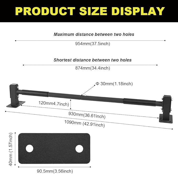 Doorway Pull up Bar Heavy Duty Wall Mount Chin Up Bars, Joist/Beam Pull Up Bar With Wood Mount and Wall Mount Screws