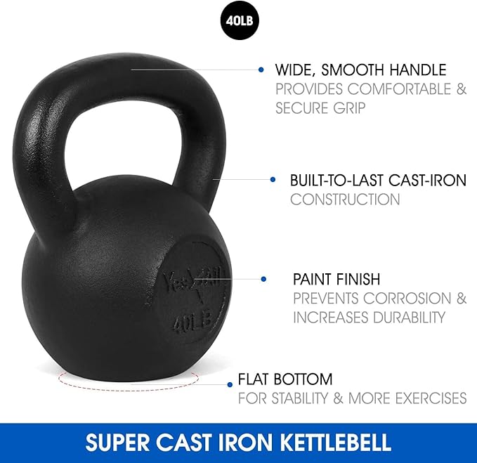 Yes4All Kettlebell Adjustable/Cast Iron/Protective Base Solid Smooth