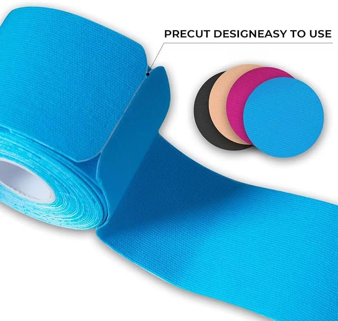 Kinesiology Tape precut (2 Rolls,40 Strips,2" X 10" Strips) Kinesiology Tape Waterproof Breathable Latex Free Tape for Ankle Wrists Knees Running Swimming Elastic Sports Activities Tapes(Blue)