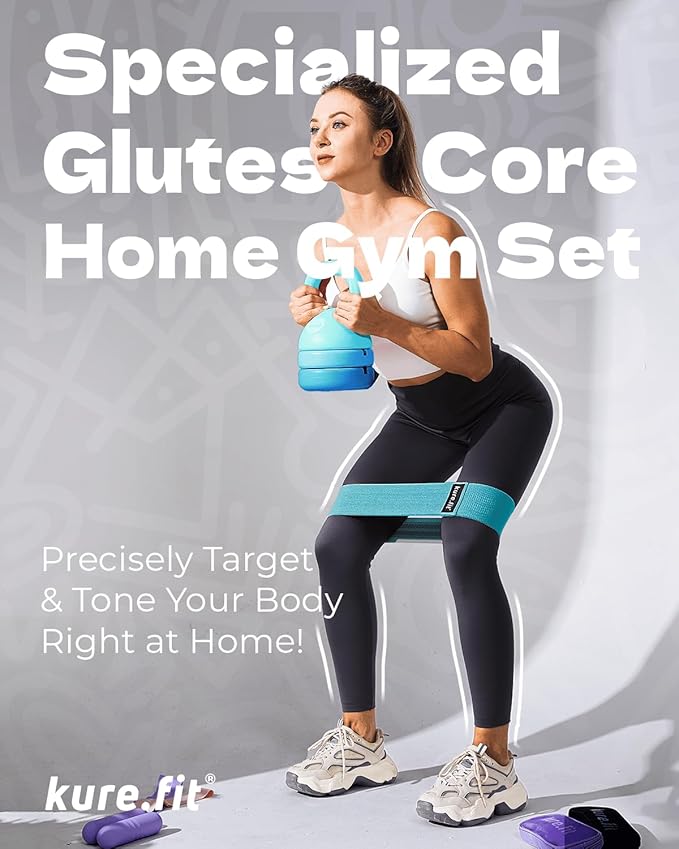 Adjustable Kettlebell | 5 lb - 12 lb | Kettlebell Weights Set for Home Gym | Full-Body Workouts, Strength Training, Weight Loss | Fabric Booty Band | Beginners & Women