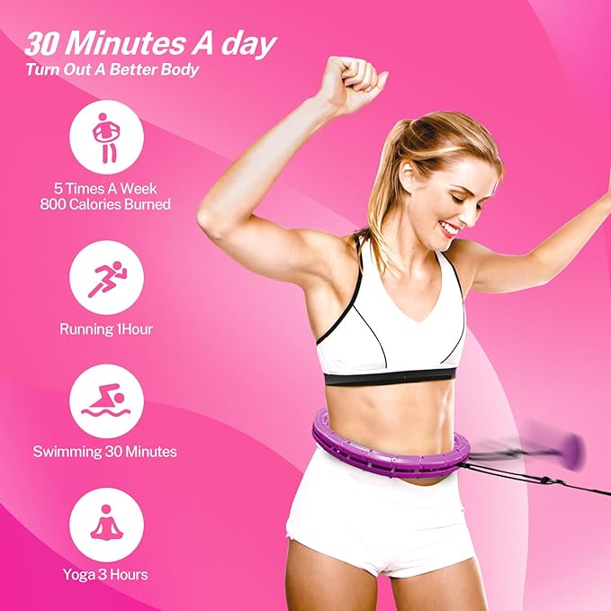 Brebon Weighted Hoola Exercise Fit Hoops Plus Size 2 in 1 Weight 24 Detachable