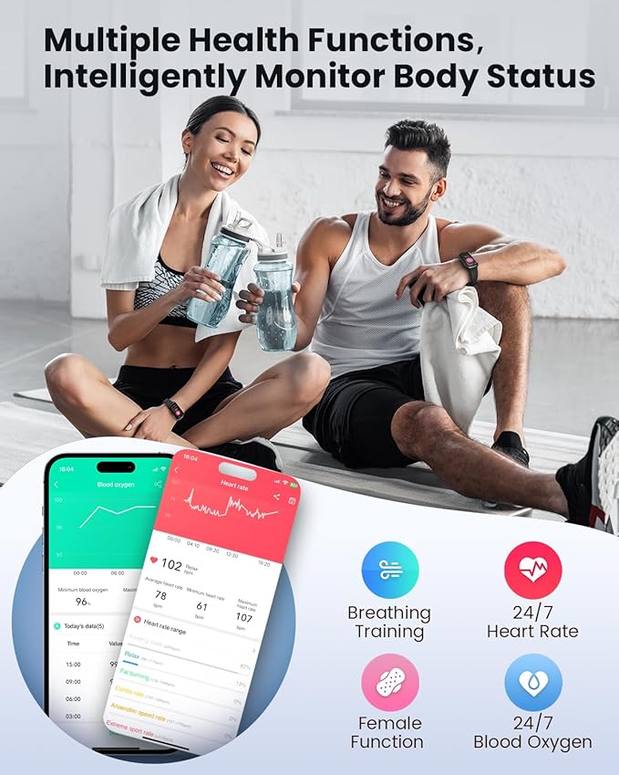 Fitness Tracker- Smart Watches for Women Men with 24/7 Heart Rate Monitor Blood Oxygen Sleep Tracker, Waterproof Fitness Watch, Activity Smartwatch for Android iPhone, Calorie Distance Pedometer, Gift