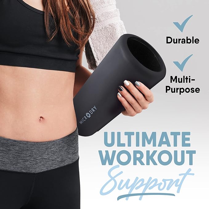 MICRODRY Deluxe Fitness Foam Back Roller for Muscle Relief 13x5.3", Dark