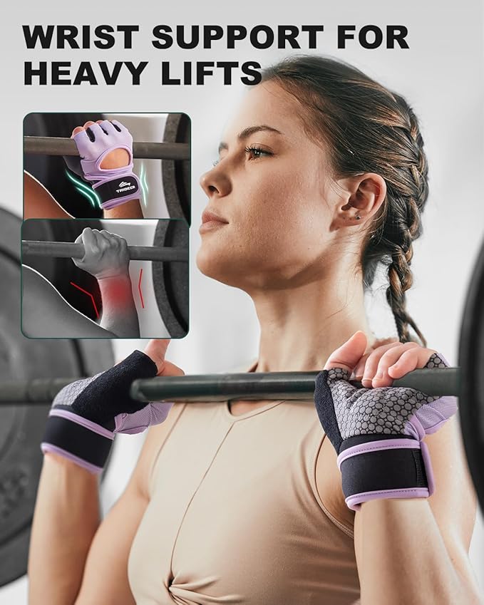 Trideer Weight Lifting Gloves for Women with Wrist Wraps Support, Workout Gloves for Women, Full Palm Protection, Grip for Gym Training, Fitness, Weightlifting, Exercise