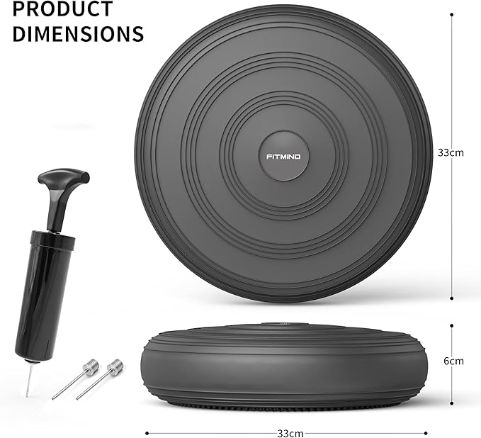 Inflated Wobble Cushion,Dyna Disc,Circular Non-slip Texture for Comfortable Sitting,Wiggle Seat to Improve Posture, Fitness, Stability for Sensory Kids Adults,Balance Seat with Pump for Core Strength