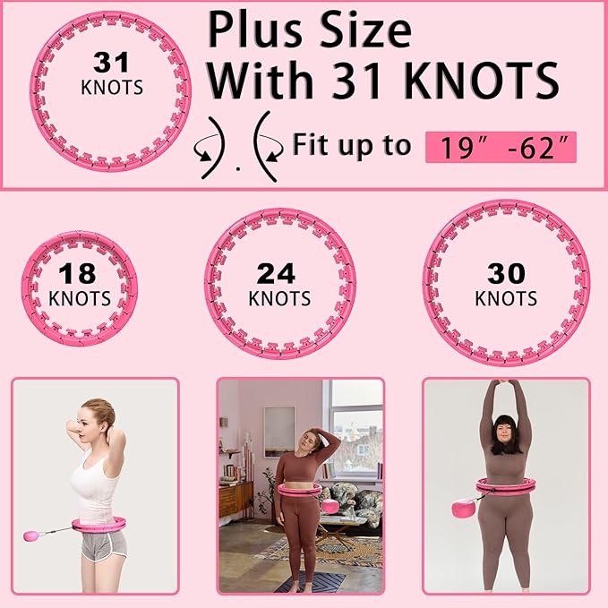 KABCON Infinity Weighted Exercise Hoop Plus Size Loss,65/62/60 Inch 2 in 1,with Weight
