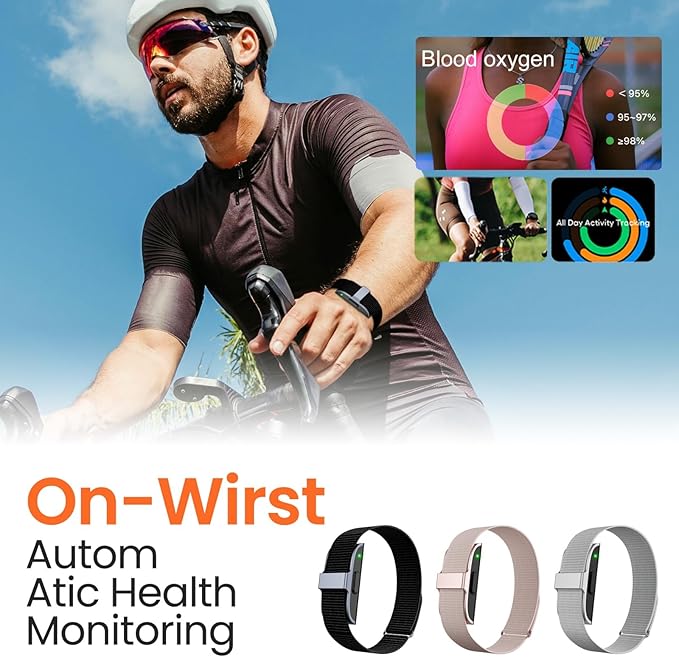 Smart Health Wristband, Screenless Smart Bracelet, Pedometer, Wearable Activity and Fitness Tracker, Free App, IP68 Waterproof (Black)