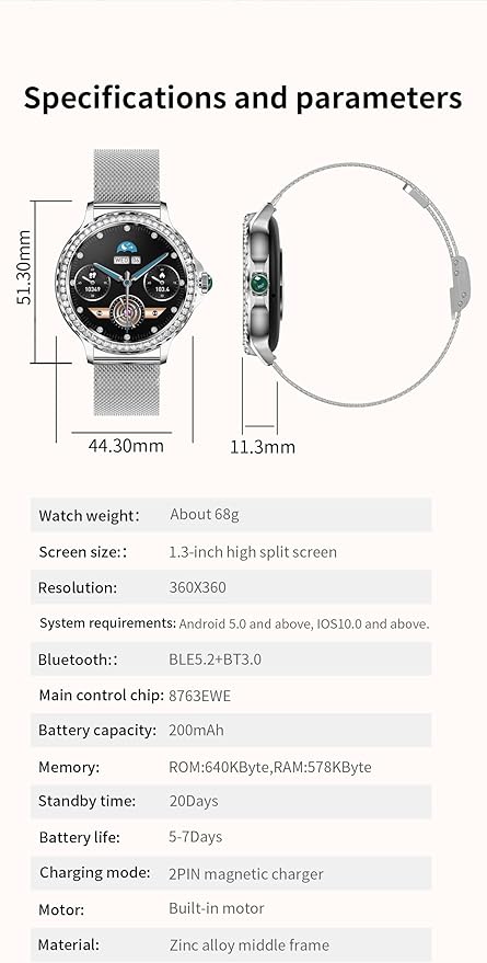 Elegant Women's Smart Watch with AI Voice Assistant, Calling, Breath Training and More Personalized Features for iOS and Android Devices, Rose Gold
