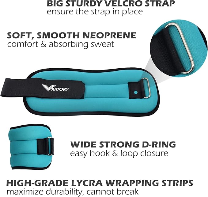 Vivitory Ankle Weights for Women & Men 2.2 to 6.6 Lbs
