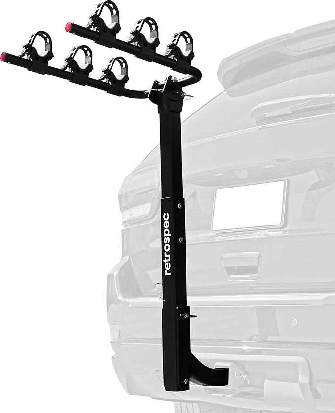 Retrospec Lenox 2-5 - Bike Hitch Rack for Cars, Trucks, SUVs with 2” Hitch | Foldable Steel Frame with Anti-Rattle Adapter, Tie Down Cradles and Straps - Fits Most Frames