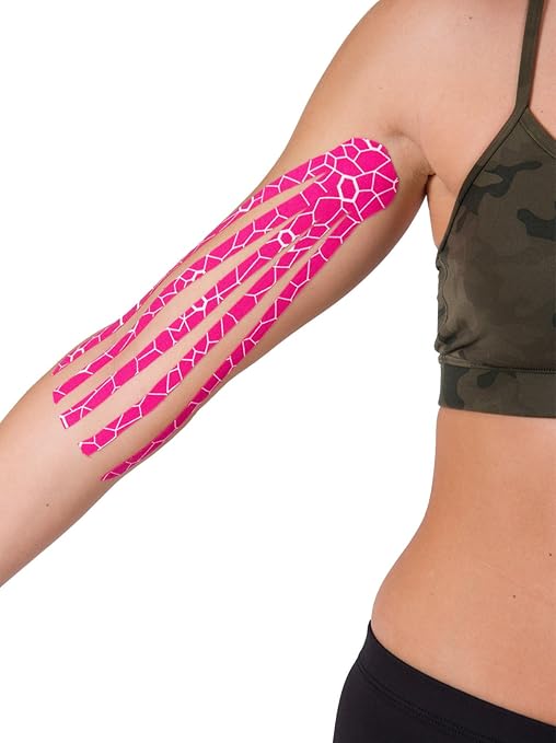 THERABAND Kinesiology Tape, Waterproof Physio Tape for Muscle & Joint Support, Standard Roll with XactStretch Application Indicators, 2" X 10" Strips, 20 Precut Strips, Blue/Blue