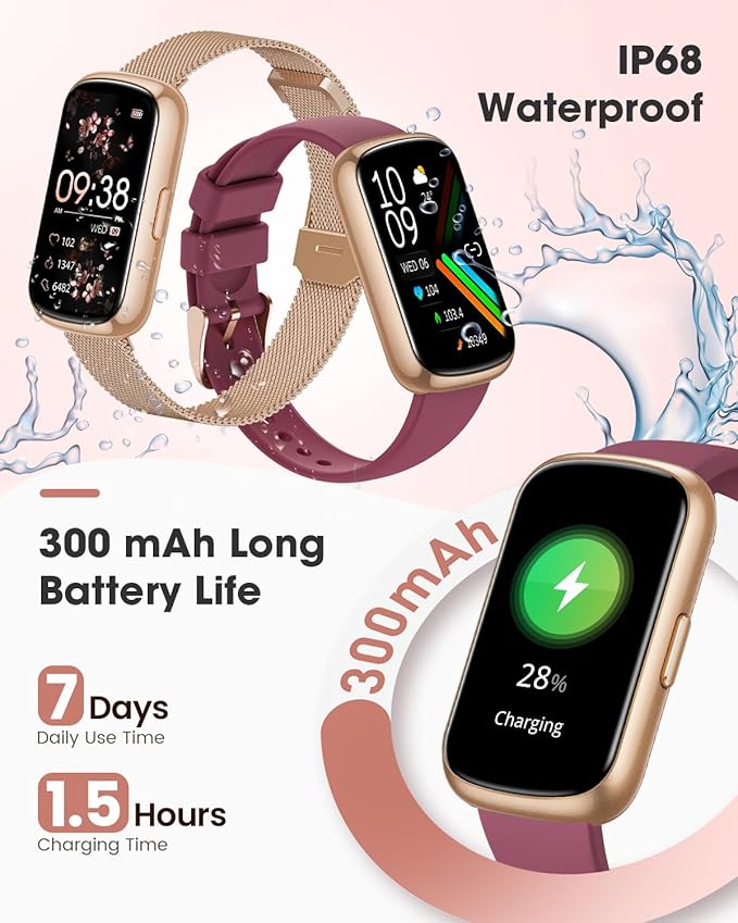 Fitness Tracker Watch, 1.47" Smart Watch for Women with Health & Fitness Tracker, 24/7 Heart Rate/Blood Oxygen/Sleep Monitor Smart Watches for Women, Smart Watch for Android/iOS Phones (2 Bands)