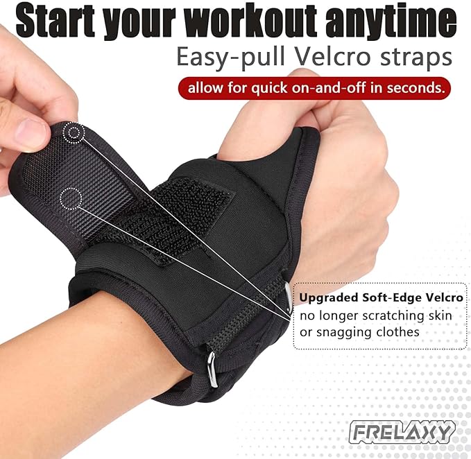 Frelaxy Wrist Weights with Thumb Loops Lock for Men Women 1lb*2 2lbs*2 3lbs*2 Ankle Weights Weighted Gloves for Running Strength Training Yoga Walking Exercises