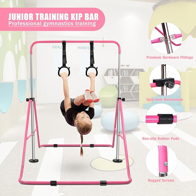 Gymnastics Bar for Home Expandable Adjustable Height Gymnastic