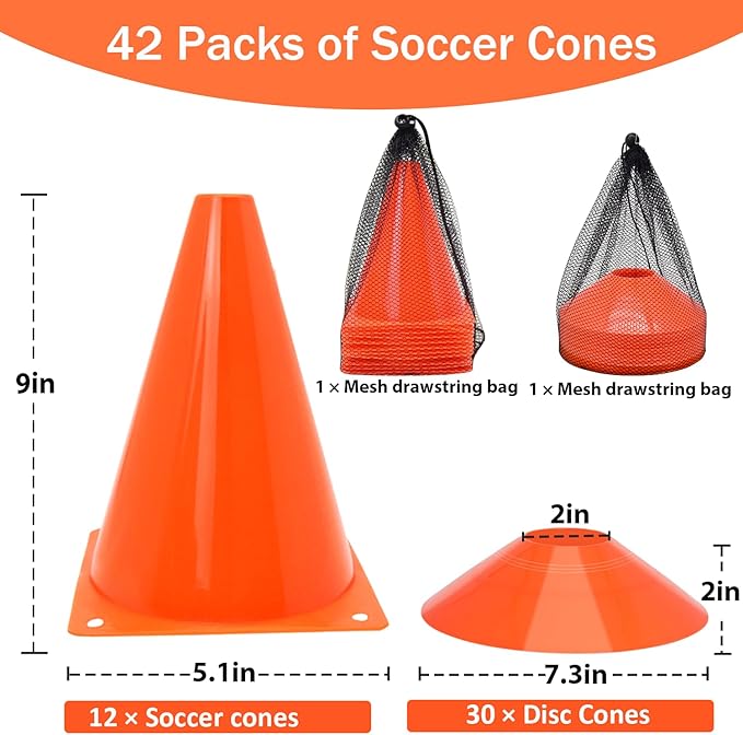 Soccer Cones Set 84/42Pcs 7"/9" 7"/9" Cones
