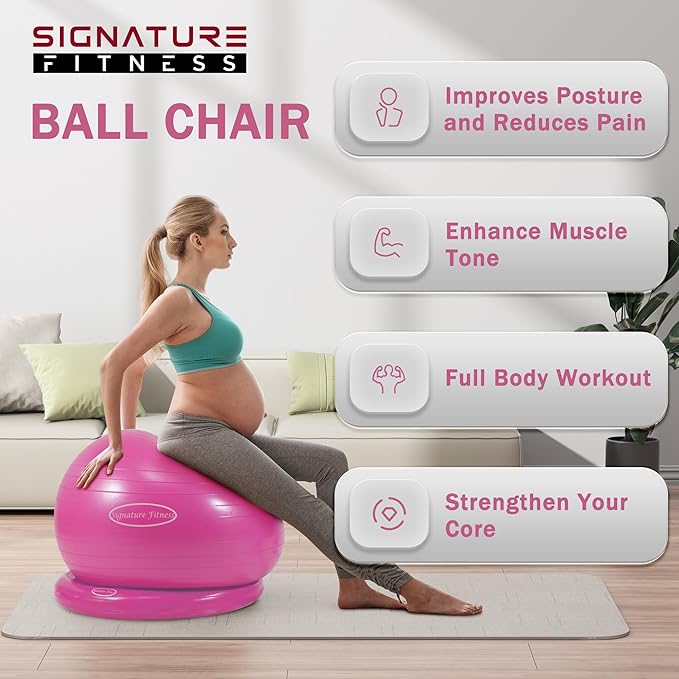 Anti-Burst and Slip Resistant Exercise Ball Yoga Ball 2,000-Pound Capacity,