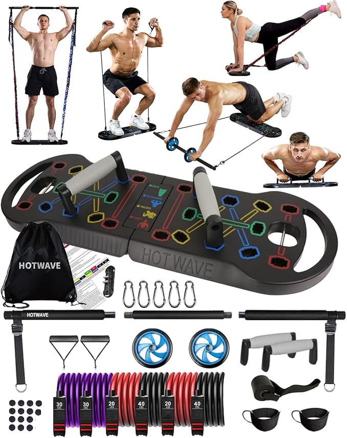 HOTWAVE Portable Exercise Equipment with 16 Gym Accessories.20 1 Push
